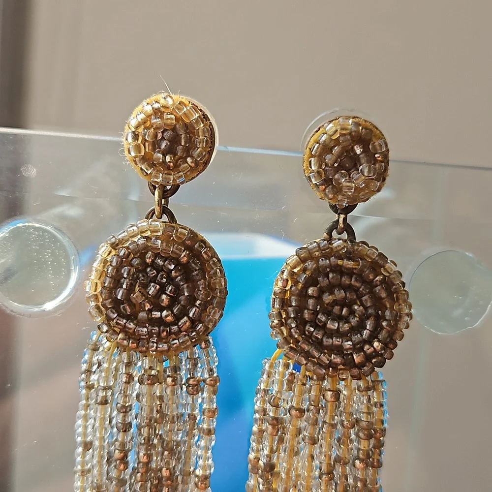 J. Crew Beaded Tassel Earrings